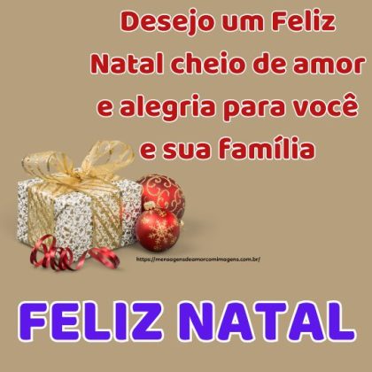 Desejo um Feliz Natal cheio de amor e alegria para você e sua família