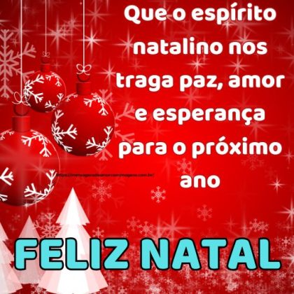 Que o espírito natalino nos traga paz, amor e esperança para o próximo ano