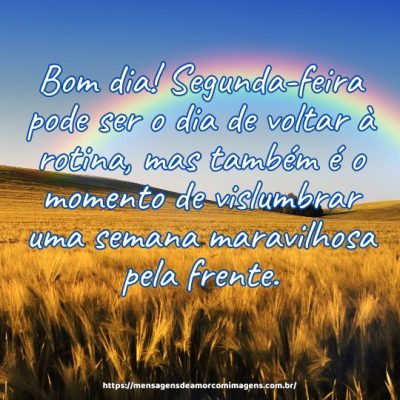 Bom dia! Segunda-feira pode ser o dia de voltar à rotina, mas também é o momento de vislumbrar uma semana maravilhosa pela frente.