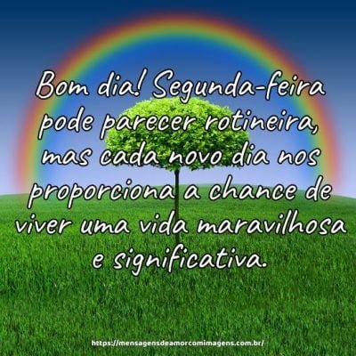 Bom dia! Segunda-feira pode parecer rotineira, mas cada novo dia nos proporciona a chance de viver uma vida maravilhosa e significativa.
