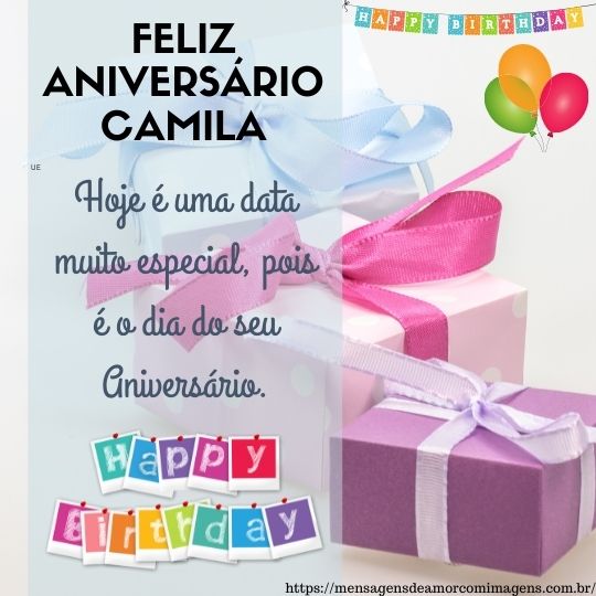 Feliz Aniversario e parabens Camila - mensagem de aniversário