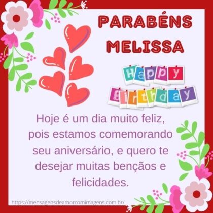 Feliz aniversario e parabens Melissa 1