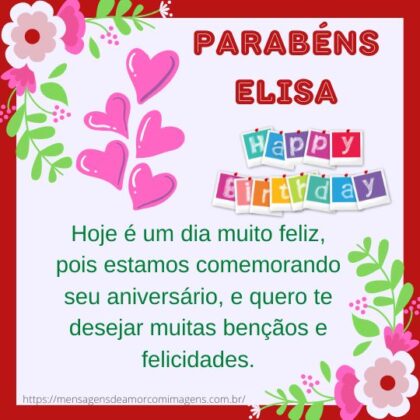 Feliz aniversário e parabéns Elisa