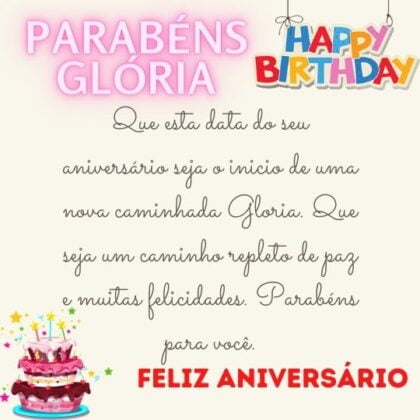 Feliz aniversario e parabéns Gloria 2