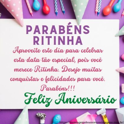 Feliz aniversário e parabéns Ritinha 2