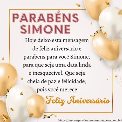 Feliz aniversário e parabéns Simone