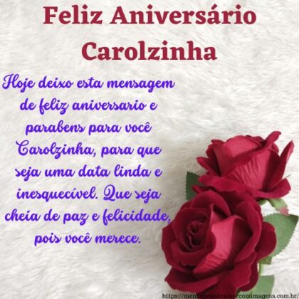 Feliz aniversário e parabéns Carolzinha