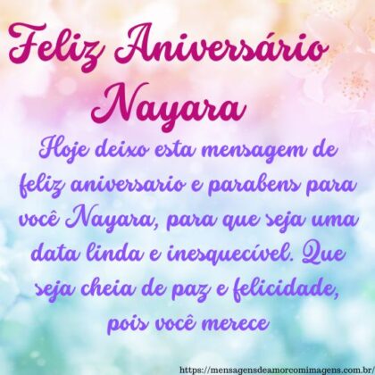 Feliz aniversário e parabéns Nayara