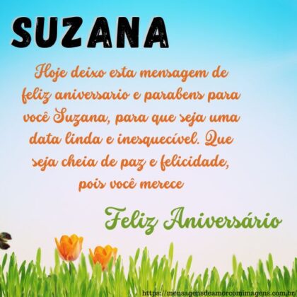 Feliz aniversário e parabéns Suzana