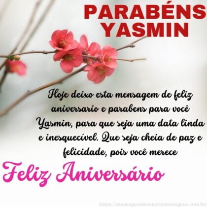 Feliz aniversário e parabéns Yasmin
