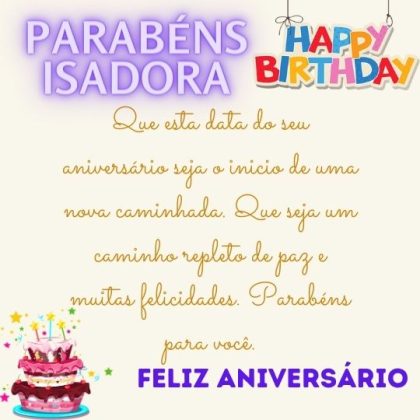 Feliz aniversário e parabéns Isadora 1