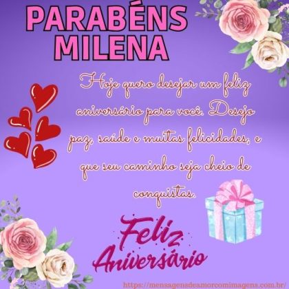 Feliz aniversário e parabéns Milena