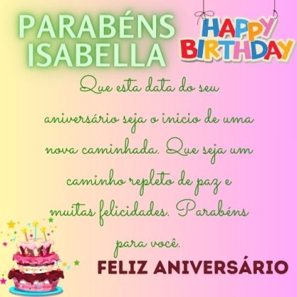 Feliz aniversário e parabéns Isabella 1