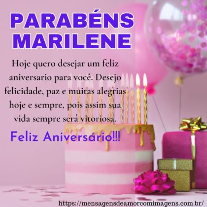 Feliz aniversário e parabéns Marilene