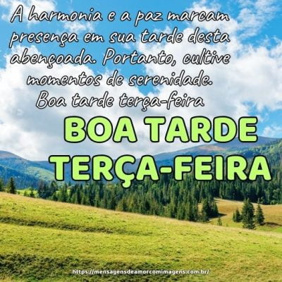 Nesta tarde abençoada, cultive momentos de serenidade. Boa tarde terça-feira