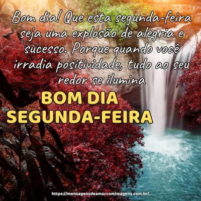 Bom dia! Que esta segunda-feira seja uma explosão de alegria e sucesso. Porque quando você irradia positividade, tudo ao seu redor se ilumina
