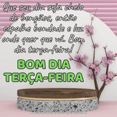 Que seu dia seja cheio de bençãos, então espalhe bondade e luz onde quer que vá. Bom dia terça-feira!