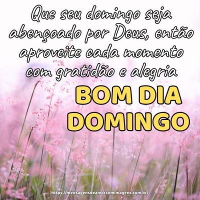 Tenha um domingo abençoado por Deus, e aproveite cada momento com gratidão e alegria.