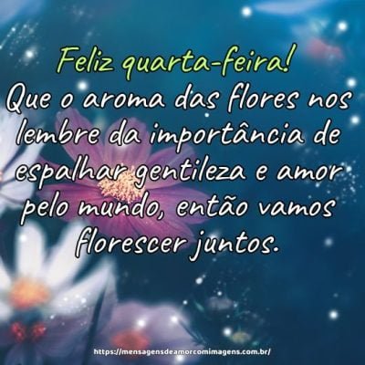 Feliz quarta-feira! Que o aroma das flores nos lembre da importância de espalhar gentileza e amor pelo mundo, então vamos florescer juntos.