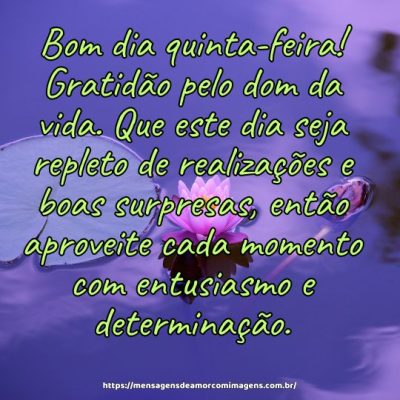 Bom dia quinta-feira! Gratidão pelo dom da vida
