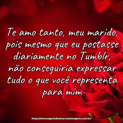 Te amo tanto, meu marido, pois mesmo que eu postasse diariamente no Tumblr, não conseguiria expressar tudo o que você representa para mim.