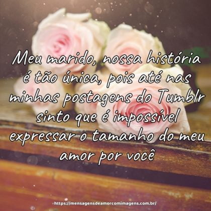 Meu marido, nossa história é tão única, pois até nas minhas postagens do Tumblr sinto que é impossível expressar o tamanho do meu amor por você.