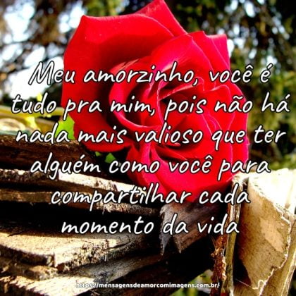 Meu amorzinho, você é tudo pra mim, pois não há nada mais valioso que ter alguém como você para compartilhar cada momento da vida.
