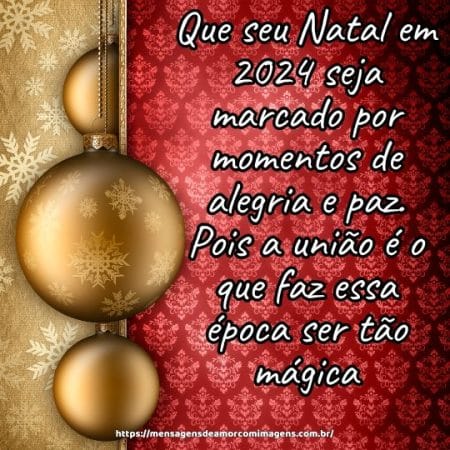 Que seu Natal em 2024 seja marcado por momentos de alegria e paz. Pois a união é o que faz essa época ser tão mágica.