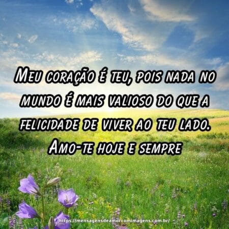 Meu coração é teu, pois nada no mundo é mais valioso do que a felicidade de viver ao teu lado. Amo-te hoje e sempre.