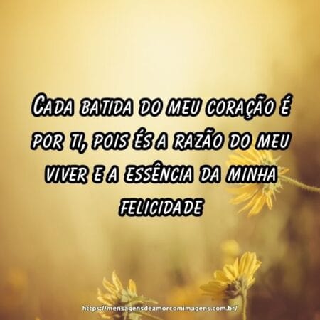 Cada batida do meu coração é por ti, pois és a razão do meu viver e a essência da minha felicidade.
