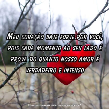 Meu coração bate forte por você, pois cada momento ao seu lado é prova do quanto nosso amor é verdadeiro e intenso.