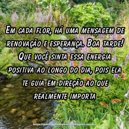 Em cada flor, há uma mensagem de renovação e esperança. Boa tarde! Que você sinta essa energia positiva ao longo do dia, pois ela te guia em direção ao que realmente importa.
