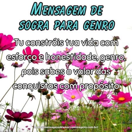 Tu constróis tua vida com esforço e honestidade, genro, pois sabes o valor das conquistas com propósito.