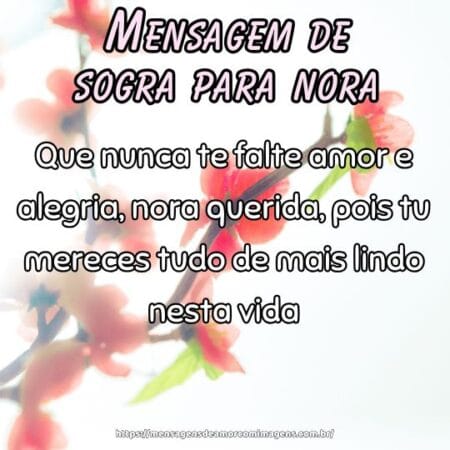 Que nunca te falte amor e alegria, nora querida, pois tu mereces tudo de mais lindo nesta vida.