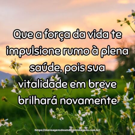 Que a força da vida te impulsione rumo à plena saúde, pois sua vitalidade em breve brilhará novamente.