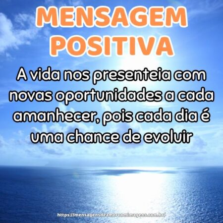 A vida nos presenteia com novas oportunidades a cada amanhecer, pois cada dia é uma chance de evoluir.