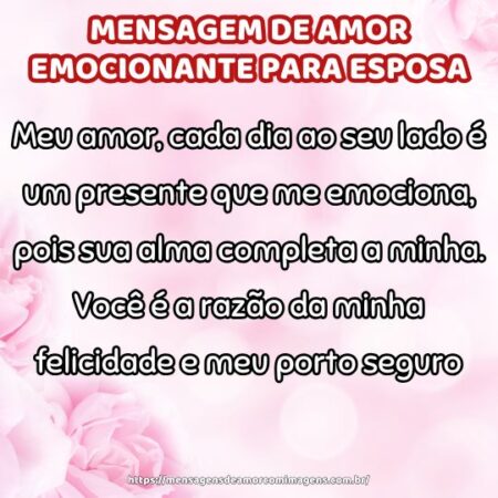 Meu amor, cada dia ao seu lado é um presente que me emociona, pois sua alma completa a minha. Você é a razão da minha felicidade e meu porto seguro.