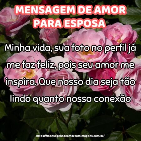 Minha vida, sua foto no perfil já me faz feliz, pois seu amor me inspira. Que nosso dia seja tão lindo quanto nossa conexão.