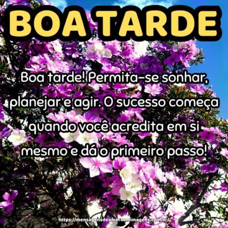Boa tarde! Permita-se sonhar, planejar e agir. O sucesso começa quando você acredita em si mesmo e dá o primeiro passo!