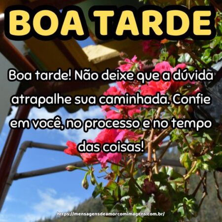 Boa tarde! Não deixe que a dúvida atrapalhe sua caminhada. Confie em você, no processo e no tempo das coisas!