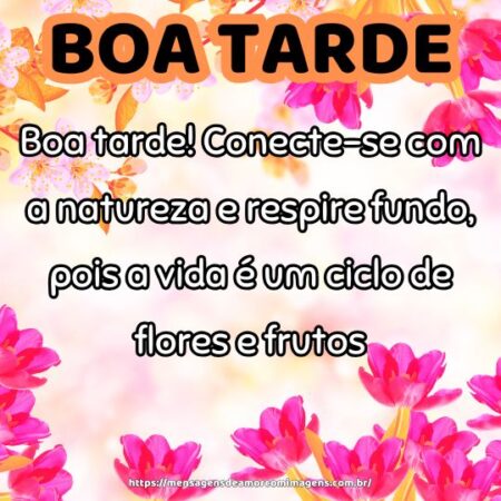 Boa tarde! Conecte-se com a natureza e respire fundo, pois a vida é um ciclo de flores e frutos.