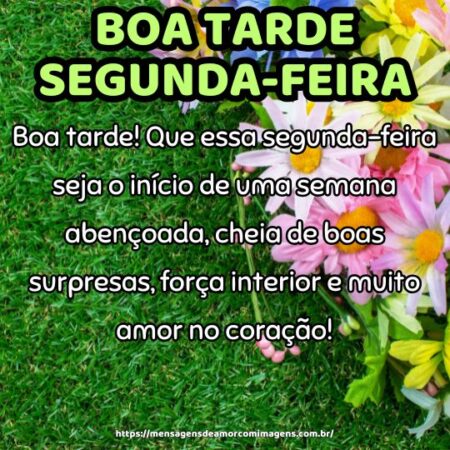 Boa tarde! Que essa segunda-feira seja o início de uma semana abençoada, cheia de boas surpresas, força interior e muito amor no coração!